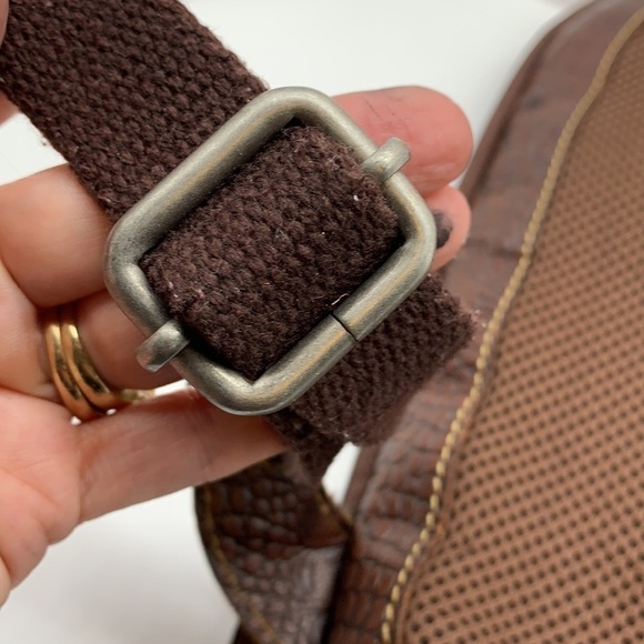 Jack Georges Brown Leather Aligator Embossed Backpack. BRN1589B main image 6